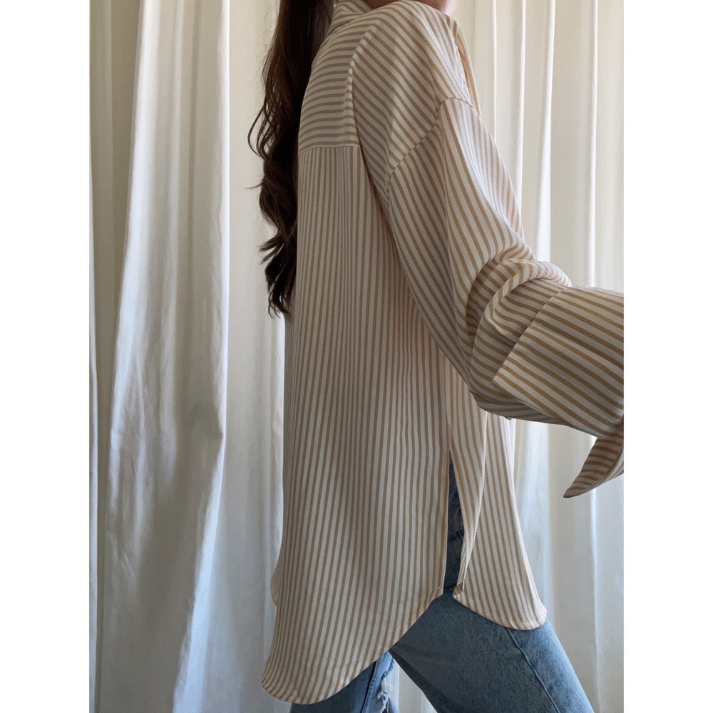 ELISE SHIRT — In Beige/White - Picture 9 of 10